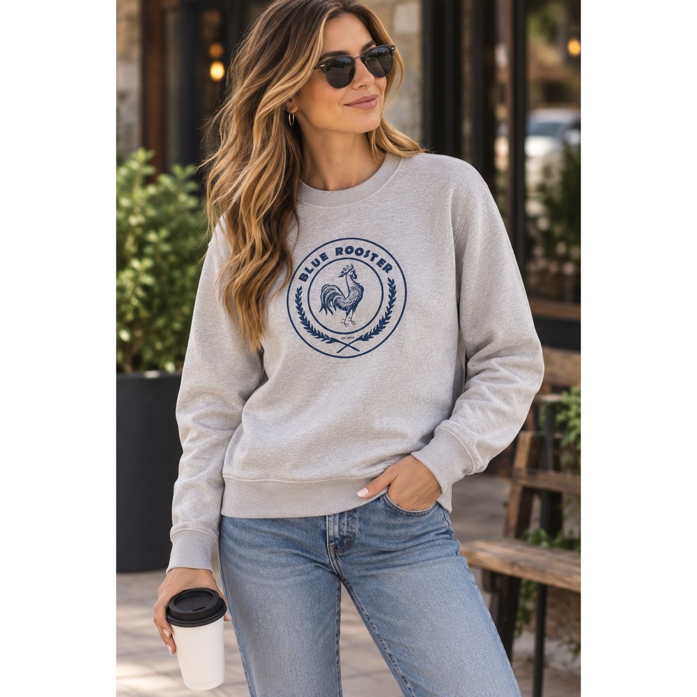 Sport-Tek Blue Rooster Graphic Heavyweight Cotton Pullover Sweatshirt Gray XS
